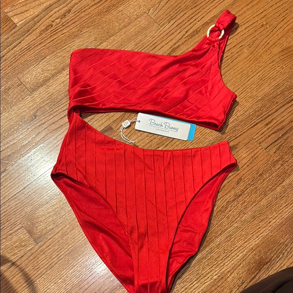 Beach Bunny Red One-Shoulder Swimsuit